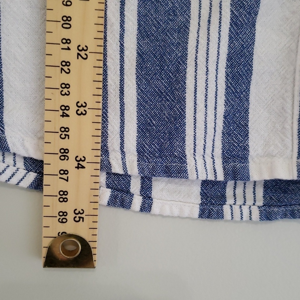 Old Navy Linen Blend Midi Shirtdress Medium Blue White Striped Coastal Beach - Picture 8 of 12